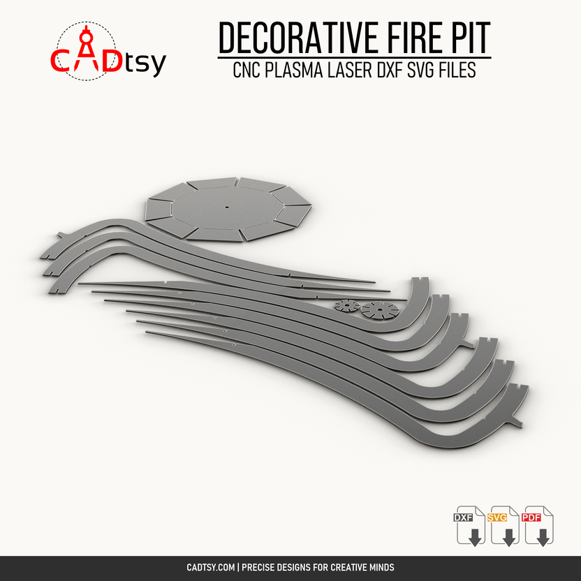 Flat CNC-cut components for the decorative metal fire pit