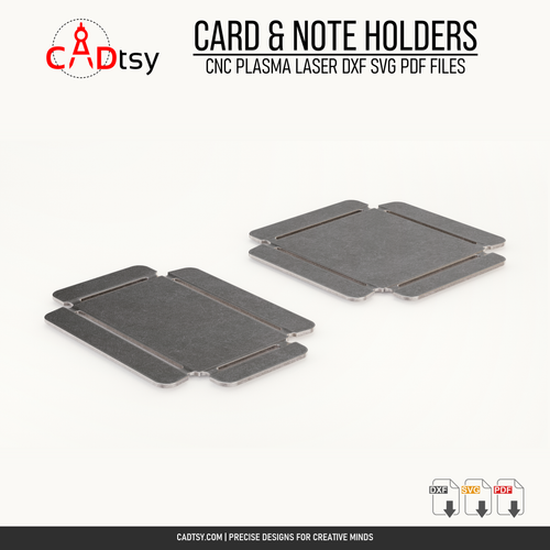 Updated slotted flat metal patterns for the business card holder and sticky note holder