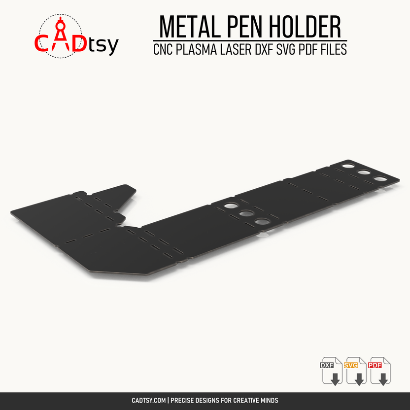 One-piece CNC flat pattern for the compact metal pen holder