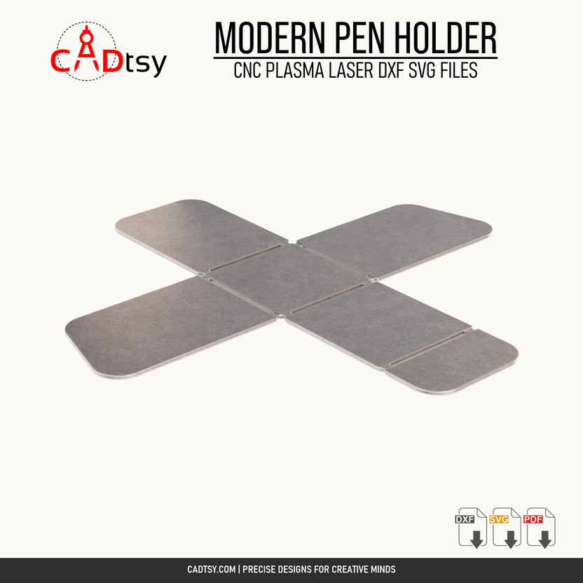 Rendered one-piece flat pattern for the modern metal pen holder