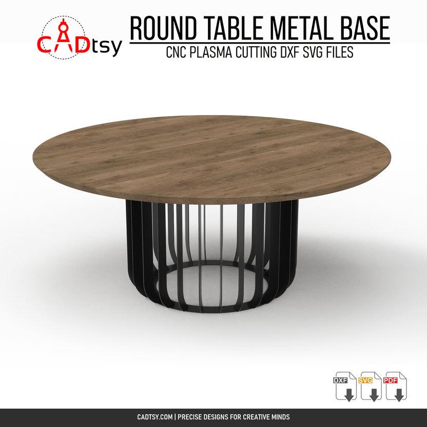 Finished 700 mm radial metal table base shown with a round wood tabletop