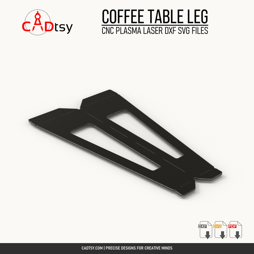 Flat CNC-cut pattern for the single-slot coffee table leg