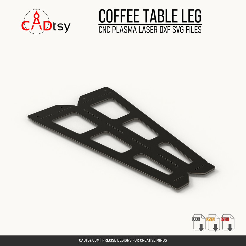 Flat CNC-cut pattern for the three-slot coffee table leg