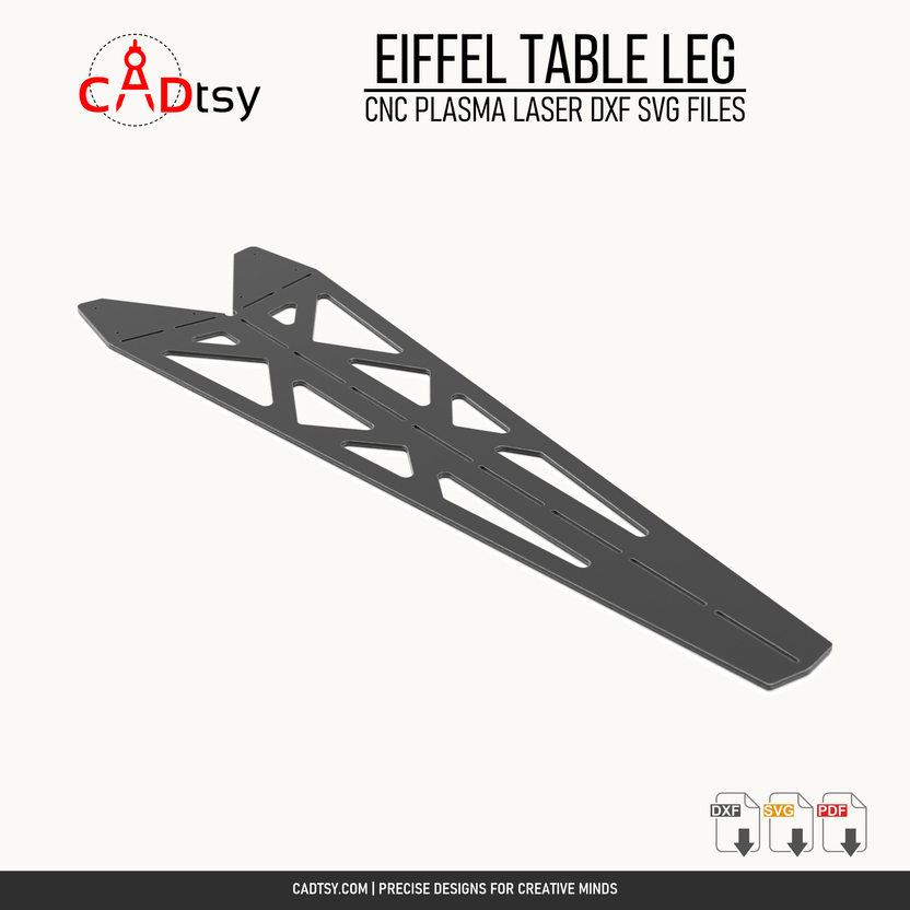 Unfolded CNC flat pattern for the Eiffel style sheet-metal table leg