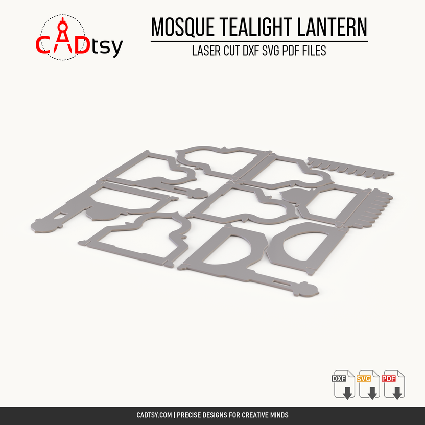 Dimension-free laser-cut flat pattern for the mosque tealight lantern
