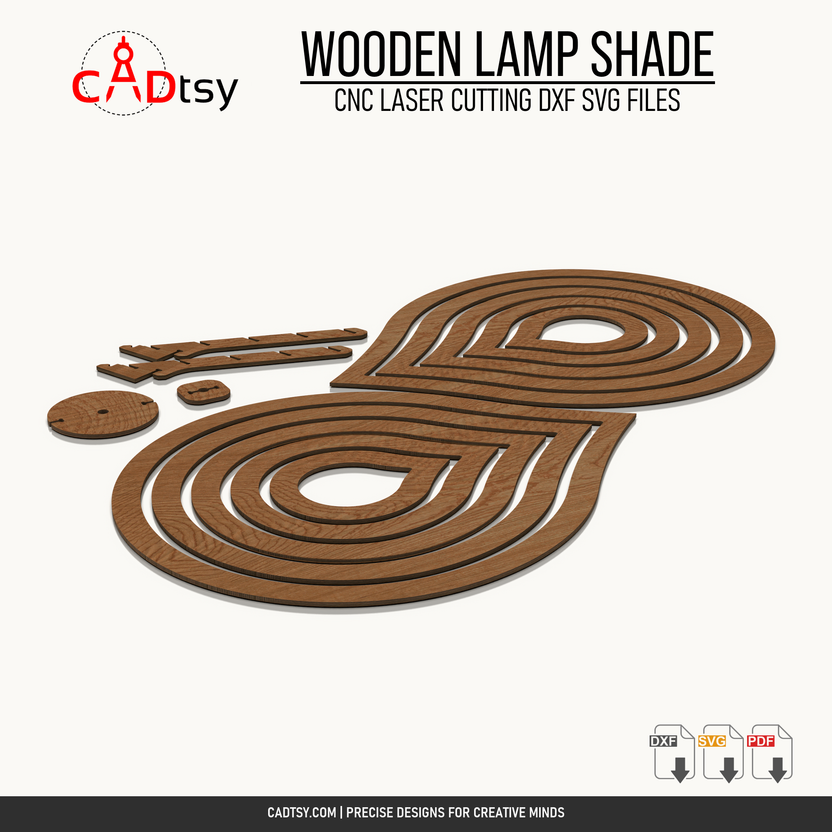 Flat laser-cut components for the wooden lamp shade