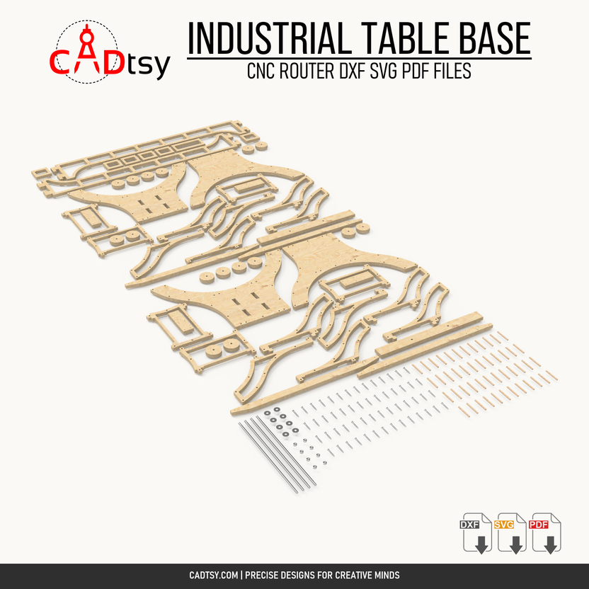 CNC router cut-part layout for the ornate plywood table base