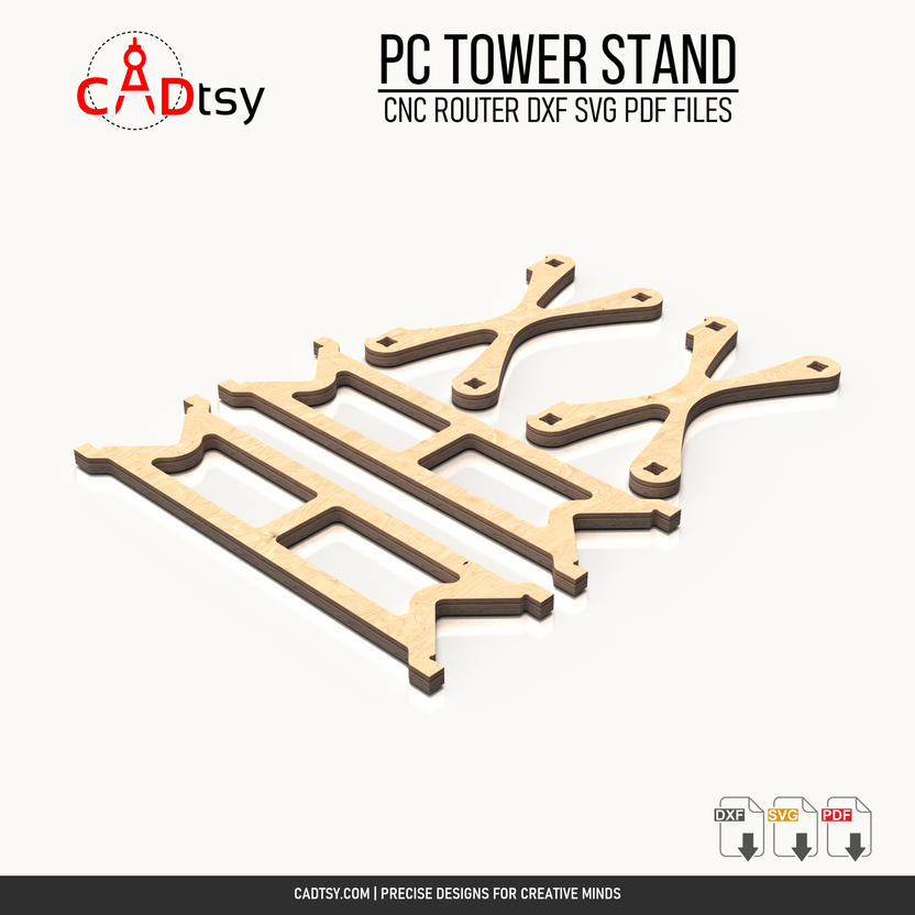 Dimension-free plywood flat patterns for the slot-together PC tower stand