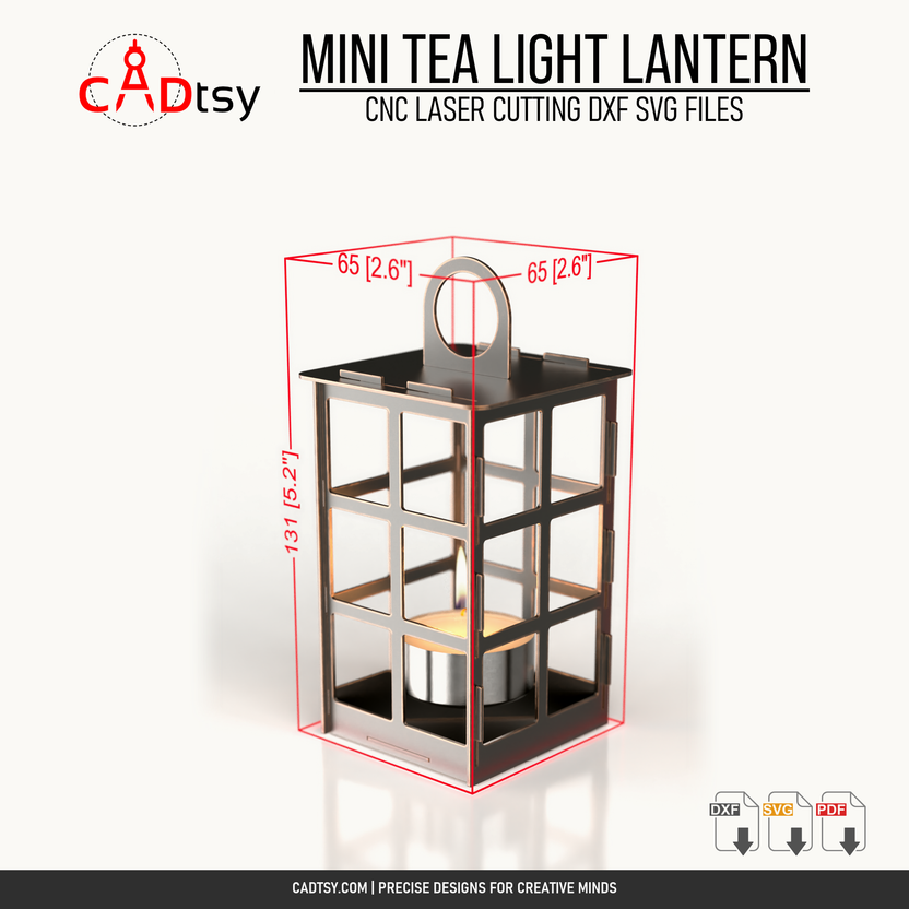 Mini tea light lantern dimensions 131 by 65 by 65 millimeters