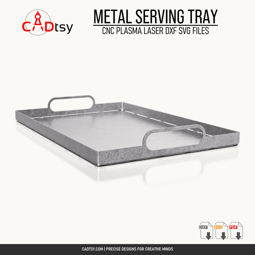 Front perspective of the formed metal serving tray