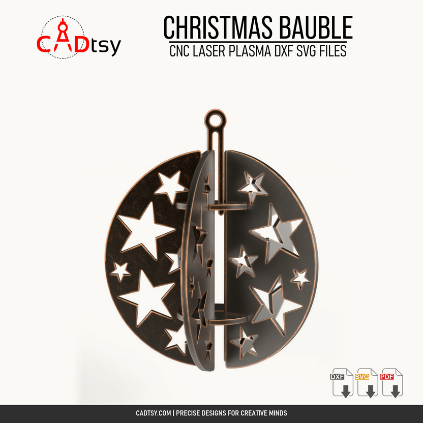 Opposite perspective of the assembled star-cutout Christmas bauble