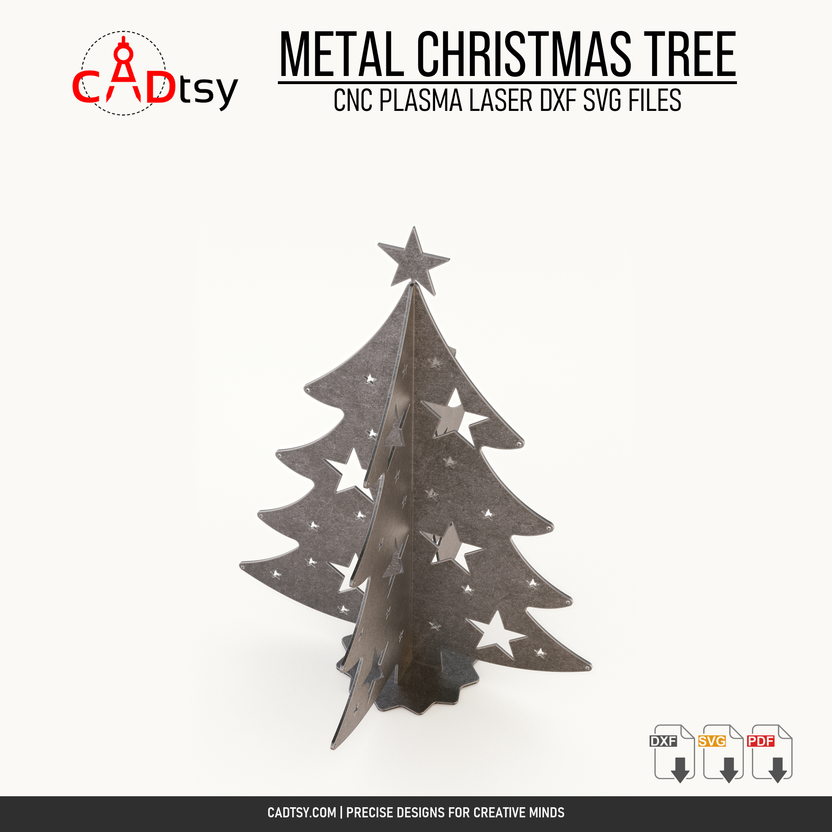 Alternate overhead perspective of the four-panel metal Christmas tree