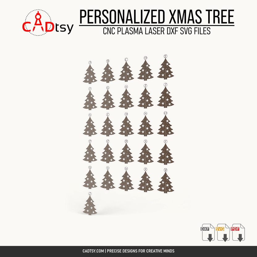 A through Z letter topper options included with the Christmas tree files