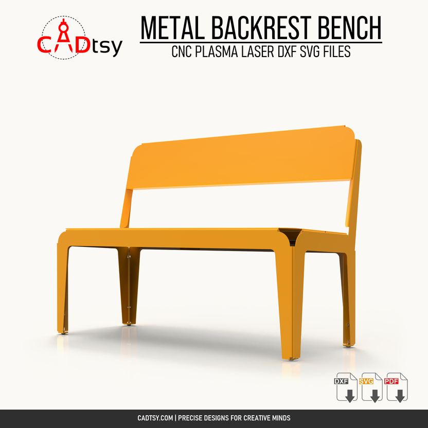 Front profile of the 1200 millimeter metal backrest bench