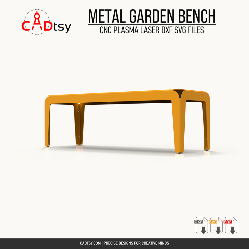Front profile view of the 1400 millimeter metal garden bench