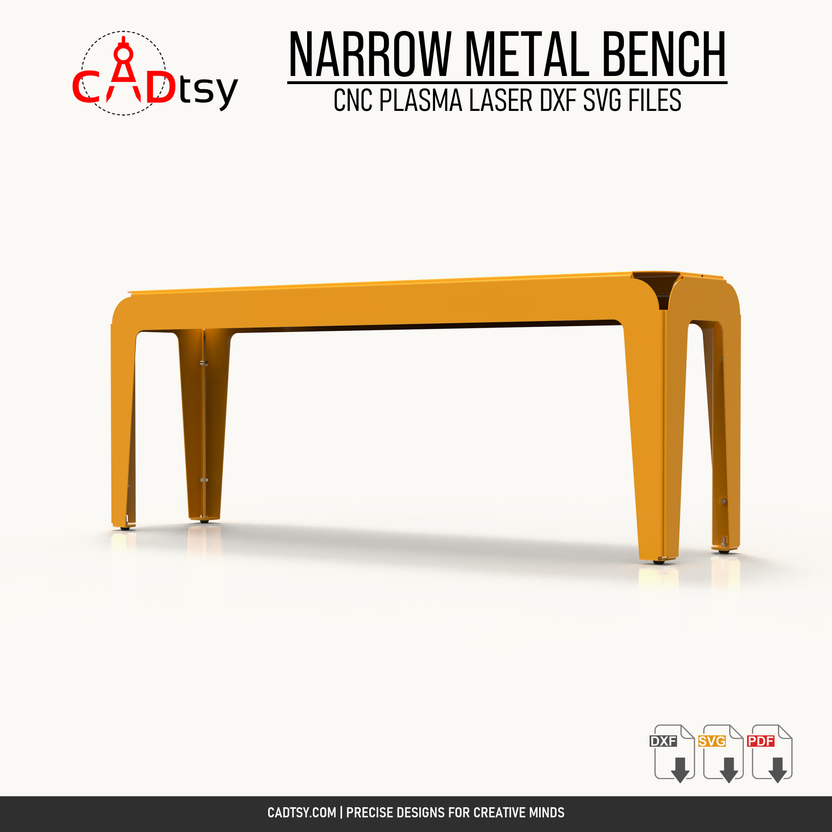 Front profile of the 1200 millimeter narrow metal bench
