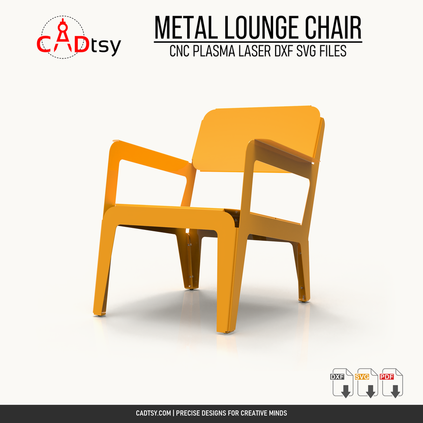 Rear and side view of the bent sheet metal lounge chair