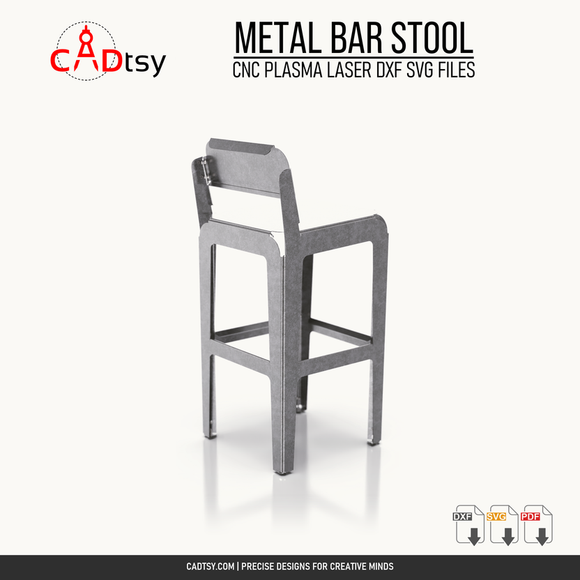 Rear and side view of the bent sheet metal bar stool