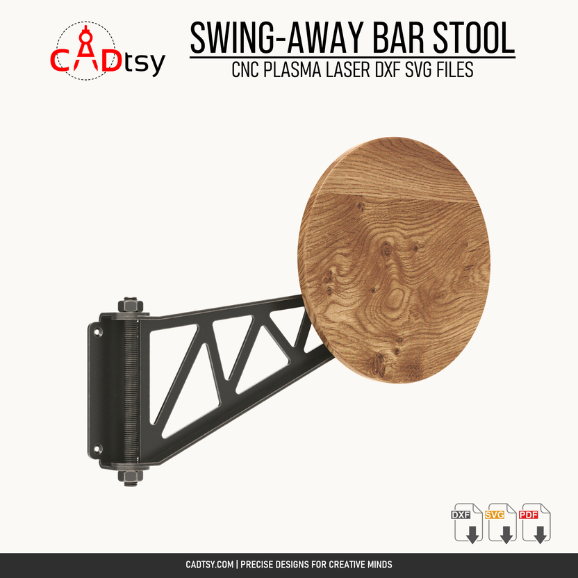 Rear view of the swing-away stool wall bracket and pivot assembly