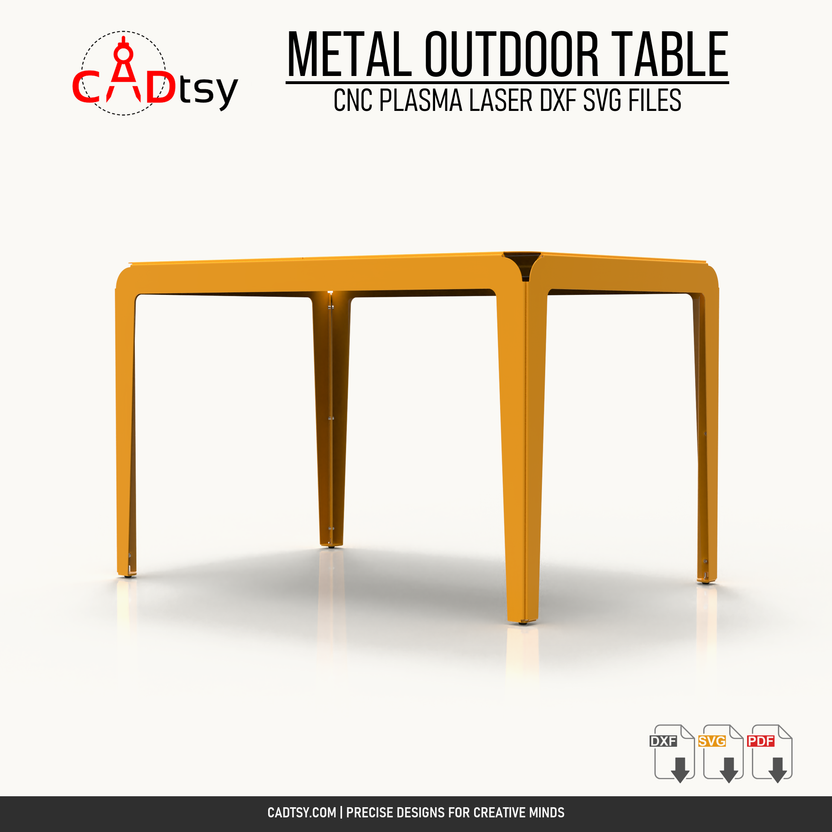 Front profile of the 1200 millimeter metal outdoor table