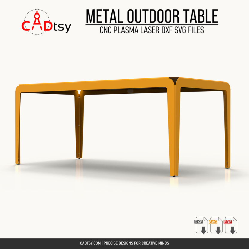 Front profile of the 1800 millimeter metal outdoor table