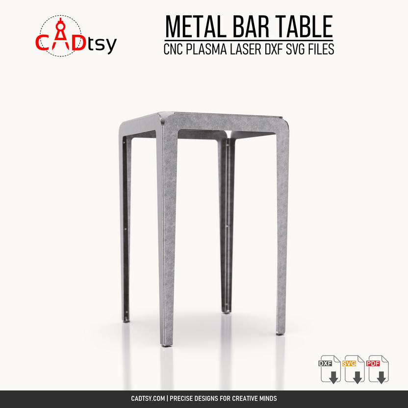 Straight profile of the square high metal bar table