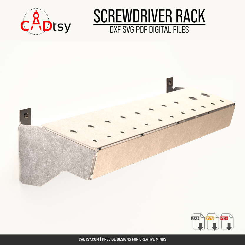 Empty one-piece metal screwdriver wall rack shown from a front angle