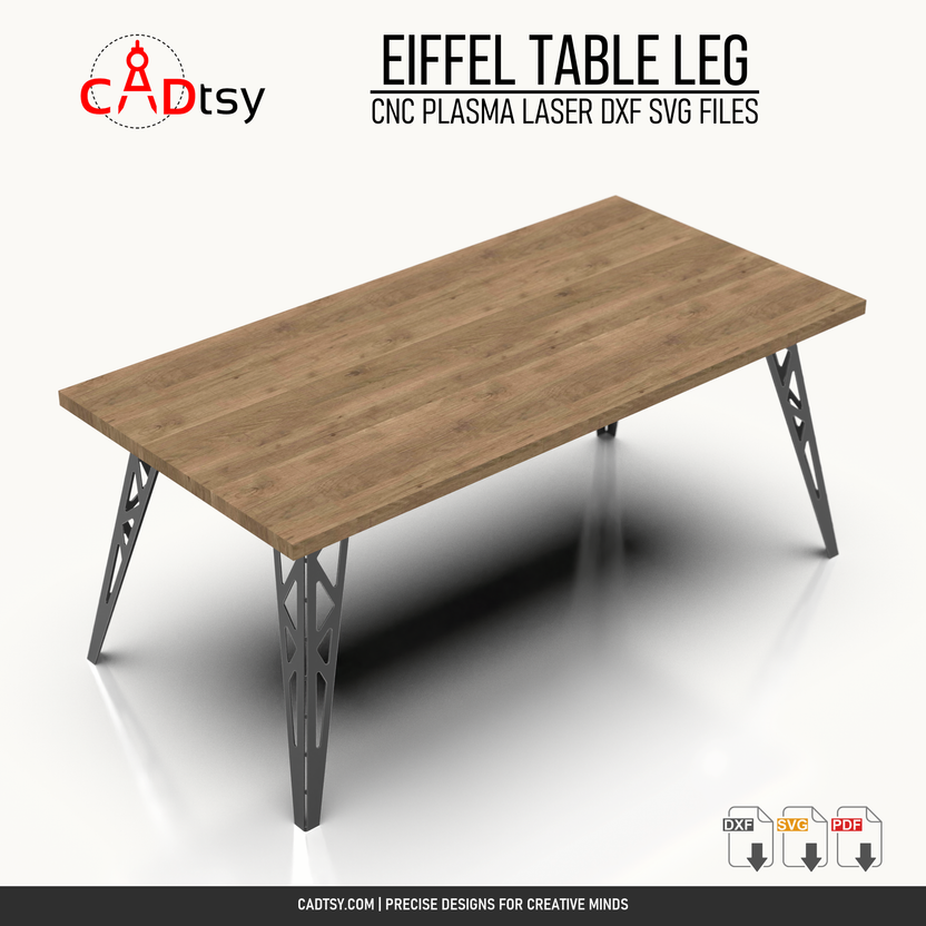 Elevated perspective of a table assembled with four Eiffel style metal legs