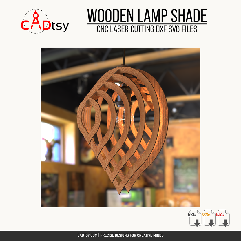 Complete installed view of the water-drop wooden pendant lamp shade