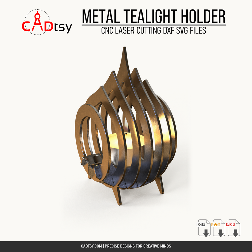 Alternate side view of the assembled metal tealight candle holder
