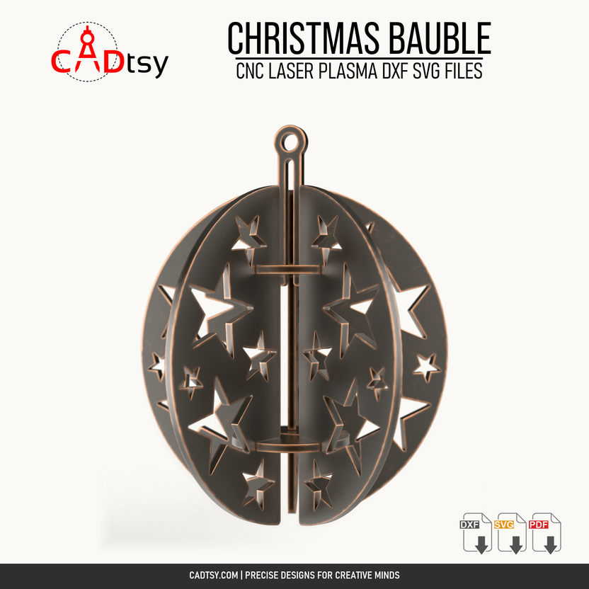 Front perspective of the assembled interlocking Christmas bauble