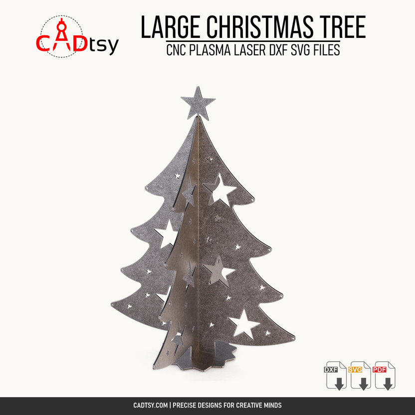 Opposite perspective of the assembled star-cutout Christmas tree