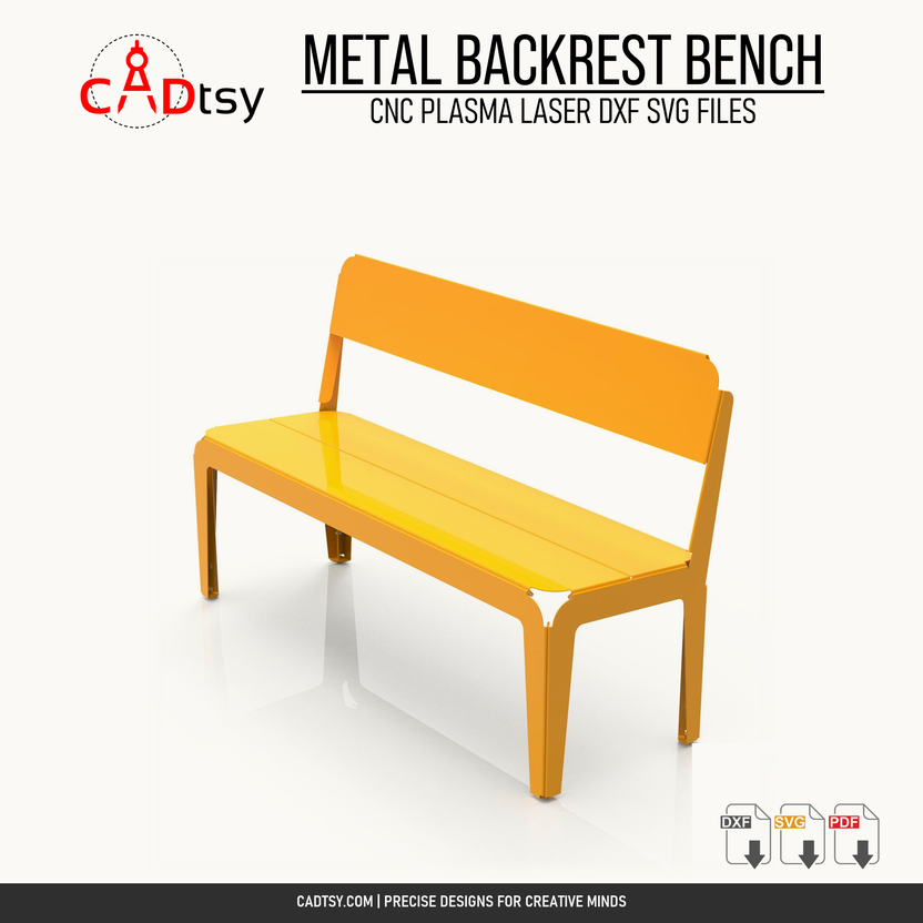 Alternate perspective of the 1400 millimeter sheet metal backrest bench