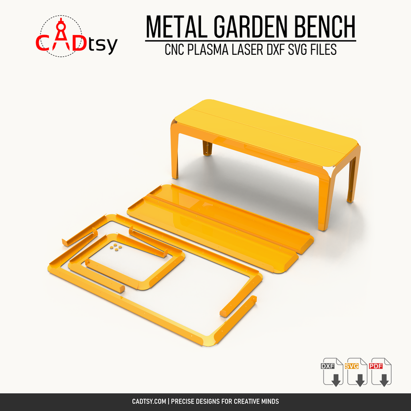 Exploded parts and assembly view of the 1200 millimeter flat metal bench