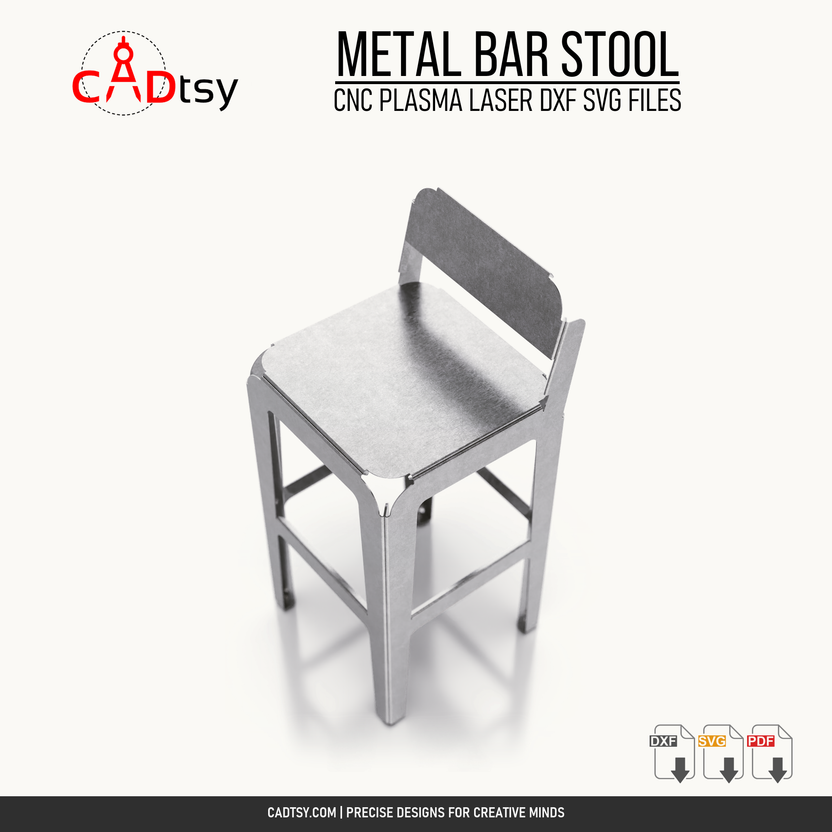 Overhead perspective of the metal backrest bar stool seat and frame