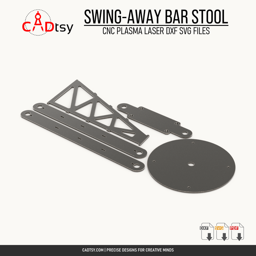 CNC-cut flat component layout for the web-truss swing-away stool