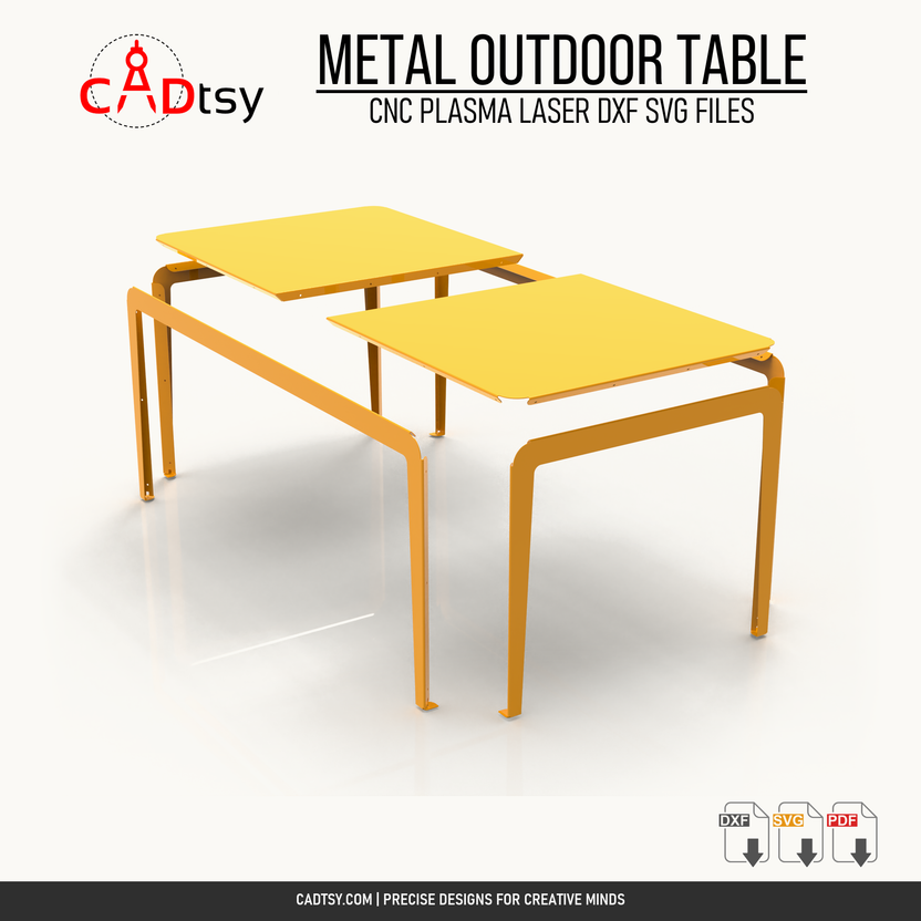 Exploded assembly view of the 1800 millimeter sheet metal outdoor table