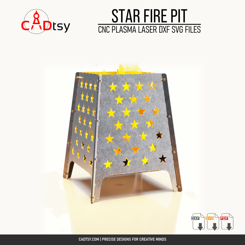 Close view of the fire pit star cutouts and bolted corner