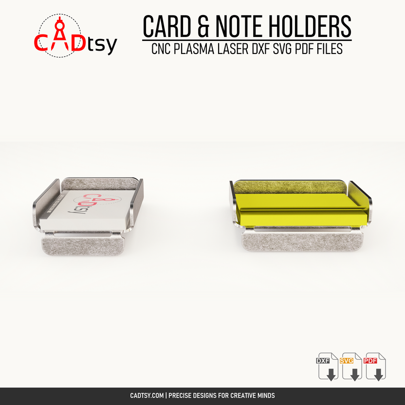 Front view of the updated business card holder and sticky note holder
