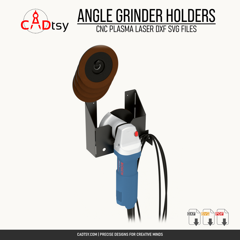 Single wall-mounted angle grinder holder with lower grinding-disc storage