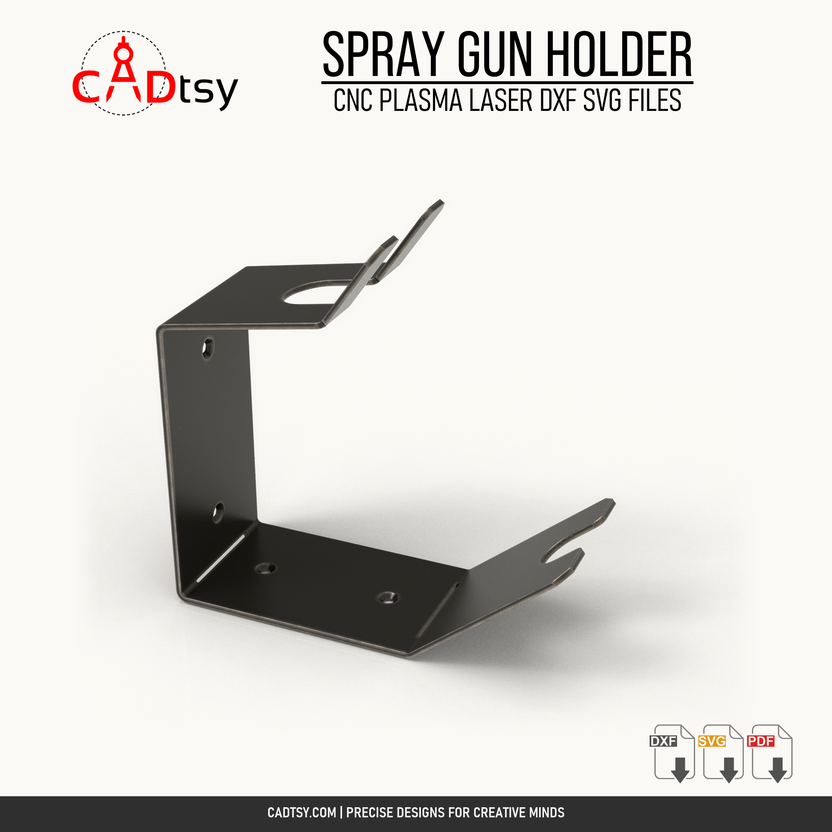 Empty formed one-piece sheet metal spray gun holder