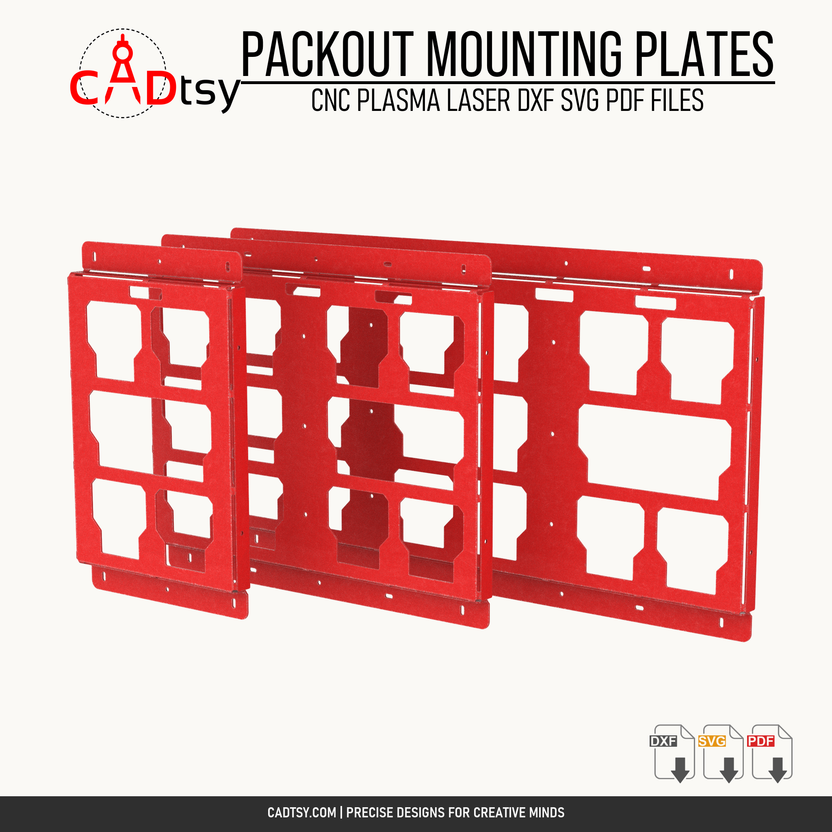 Perspective view of the half, full, and triple mounting plates