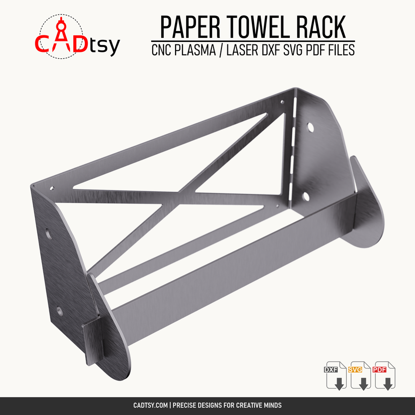 Empty wall-mounted metal paper towel rack showing the bent construction
