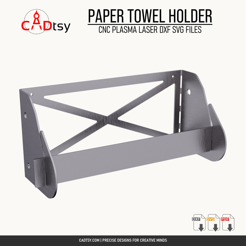 Empty formed sheet-metal paper towel rack showing the X-brace back panel
