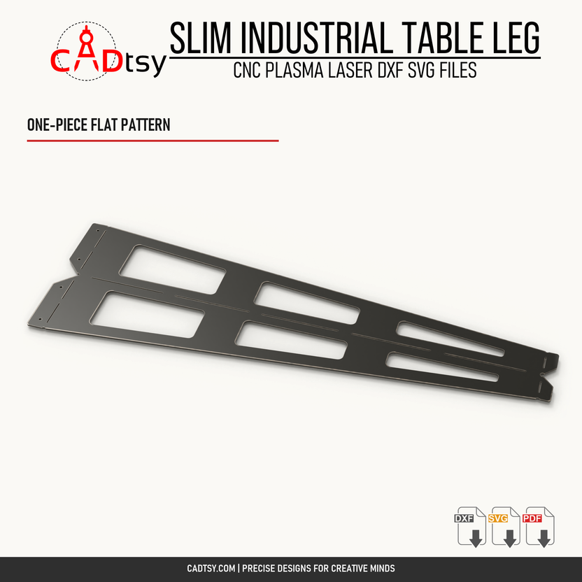 One-piece flat cutting pattern for the slim industrial table leg