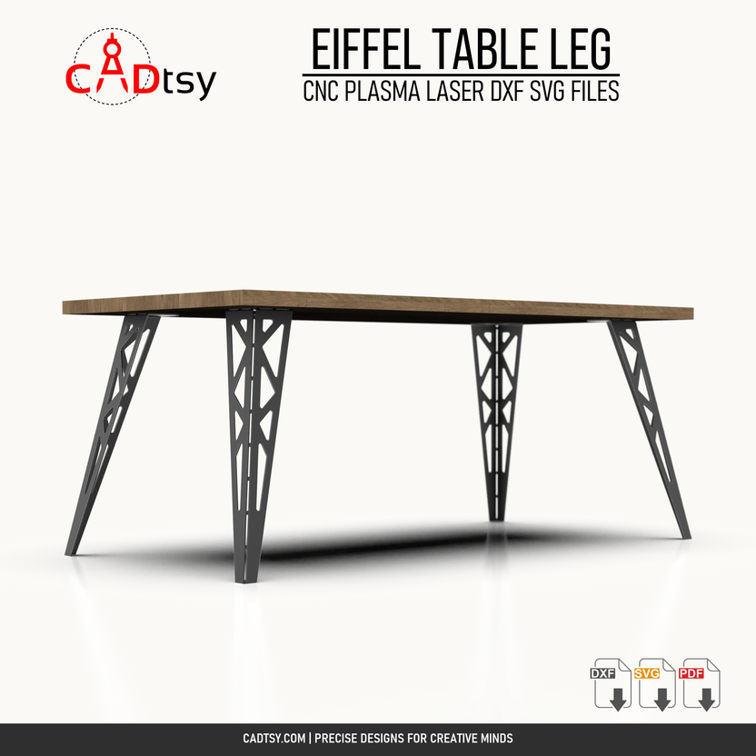 Straight front view of the assembled Eiffel style table-leg design