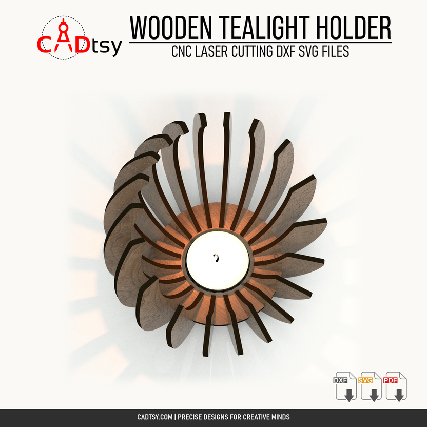 Top view showing the radial slot-fit construction of the wooden tealight holder