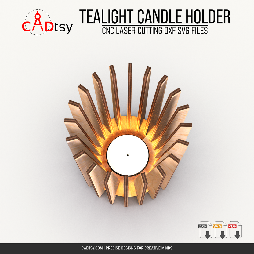 Top view of the assembled wooden tealight holder and LED light