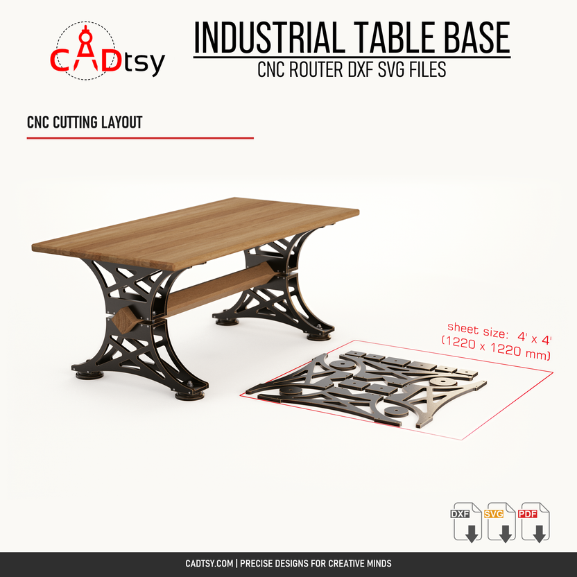 CNC router cutting layout for the double-panel plywood table base components