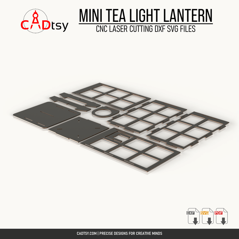 CNC laser cutting flat pattern for the 1 millimeter mini tea light lantern